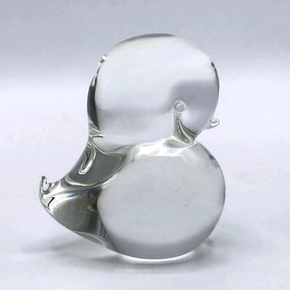 Vintage FM Konstglas Ronneby Sweden Clear Crystal Baby Chick Figurine Paperweigh